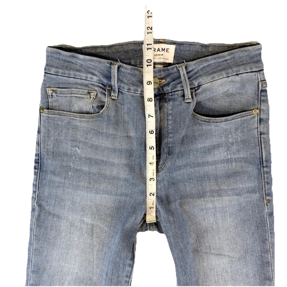 FRAME Denim Size 26 Le Crop Mini Boot Fox Blue Jeans Mid Rise Frayed Hi Lo Hem - Picture 4 of 16
